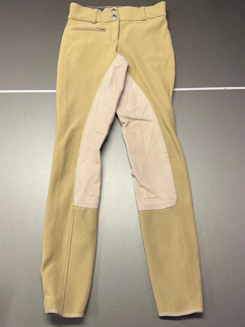 TuffRider Ribbed Low Rise Full Seat Equestrian Breeches Tan Ladies 24